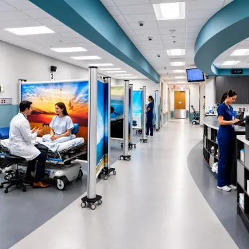 Retractable privacy screens for emergency departments