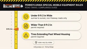 Pennsylvania special mobile equipment road width and permit requirement chart