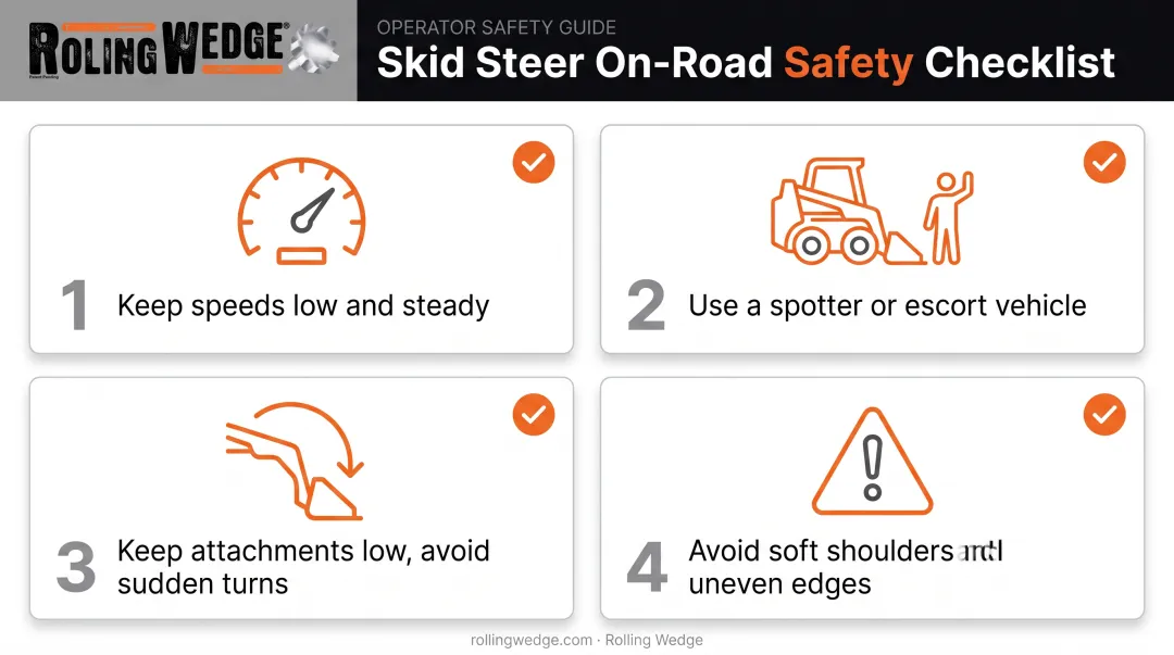 Four key skidsteer road safety precautions checklist for operators