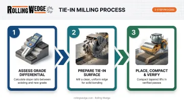 Three-step asphalt wedging construction process from survey to verification