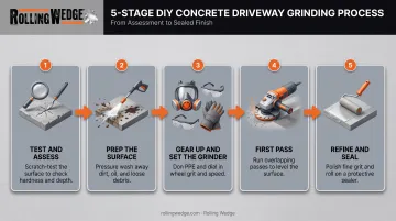 5-step concrete driveway grinding process from testing to sealing
