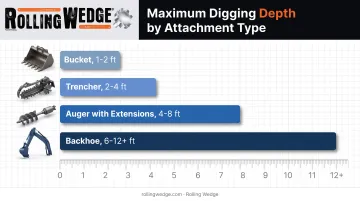 Skidsteer attachment digging depth comparison bucket trencher auger backhoe