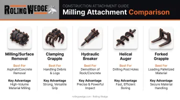 Comparison chart of five profitable skid steer attachment categories and ROI factors