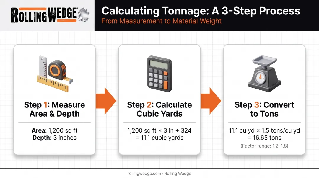 Asphalt millings tonnage calculation formula from area to tons