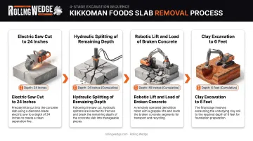 Kikkoman Foods 36-inch slab removal process four-step sequence