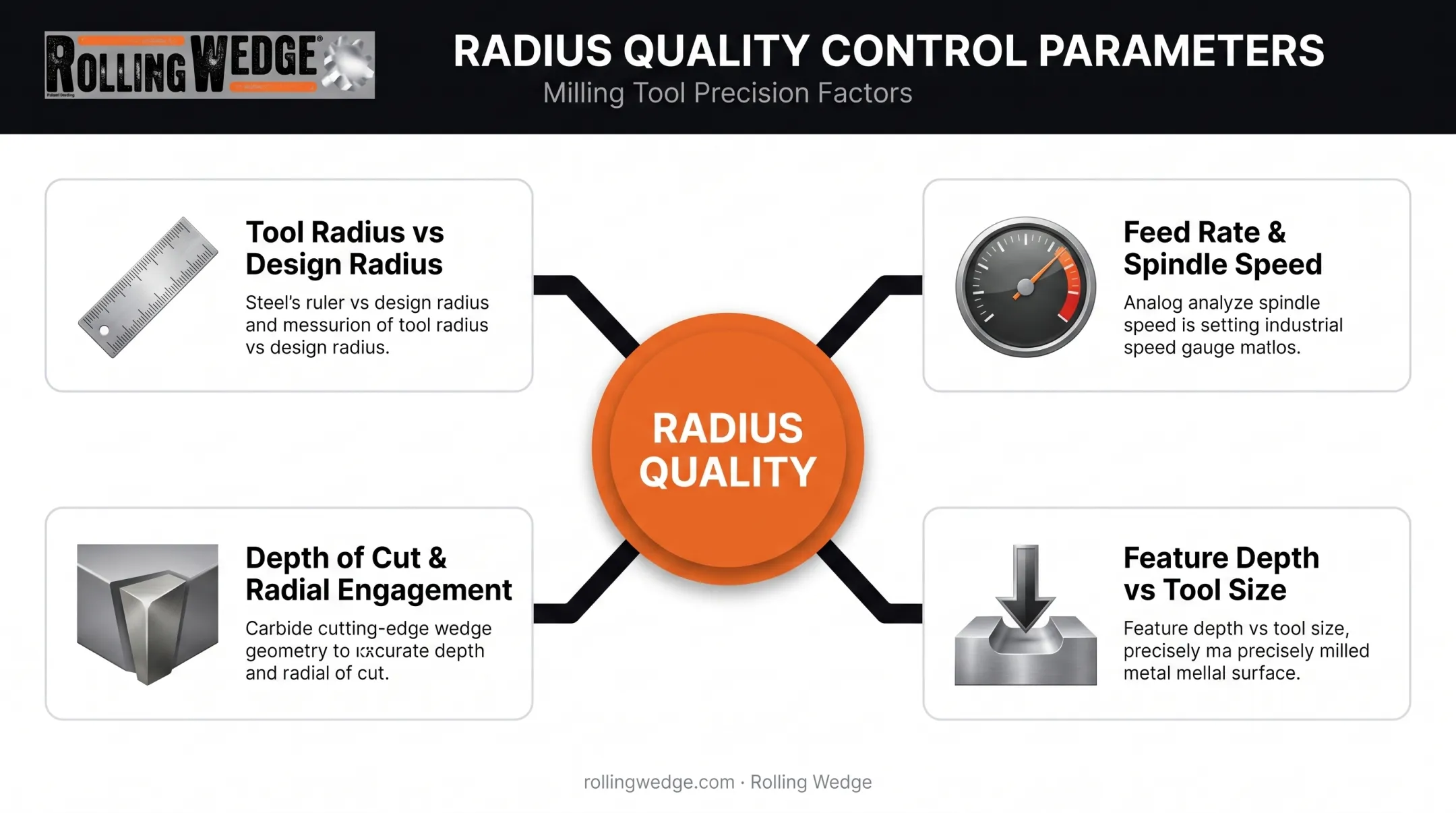 Key parameters affecting radius milling accuracy and finish quality