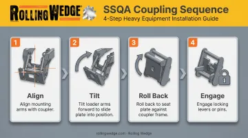 4-step skidsteer quick attach coupling process diagram