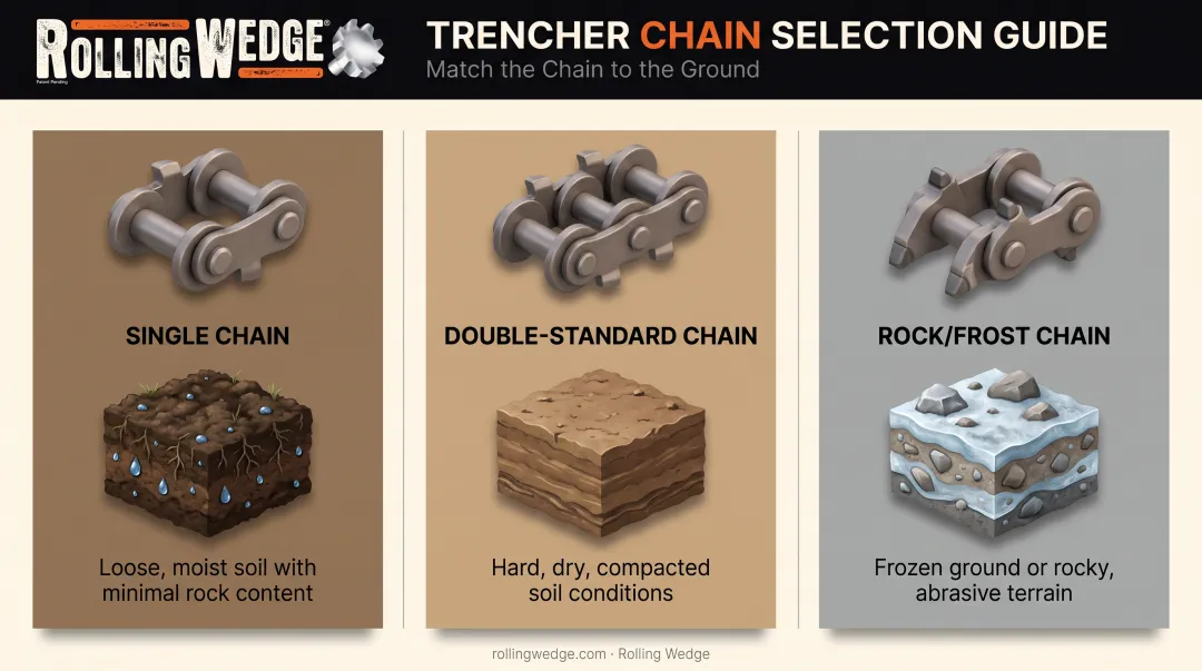 Trencher chain selection guide matched to soil conditions