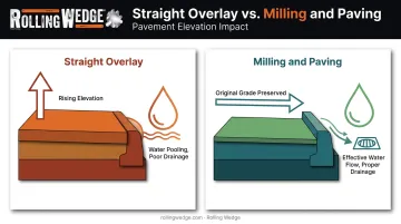 Overlay versus milling elevation buildup comparison for parking lot resurfacing