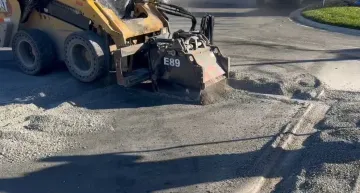 Rolling-wedge-lifting cutting action diagram showing tensile force on concrete