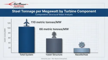 Wind turbine steel intensity breakdown by component per megawatt capacity