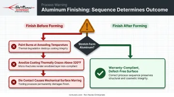 Finish before versus finish after stretch forming consequences workflow diagram