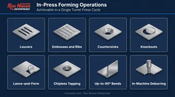 CNC turret punch inline forming capabilities including louvers embosses countersinks and tapping