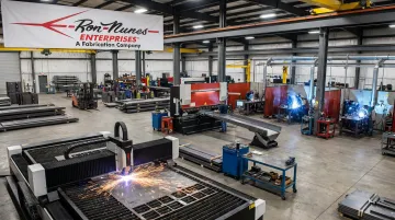 Ron Nunes Enterprises precision metal fabrication shop floor with equipment