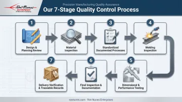 7-step quality control process flow from design review to delivery