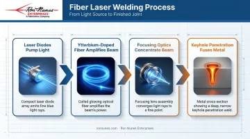 Fiber laser welding process from diode pump to keyhole weld formation