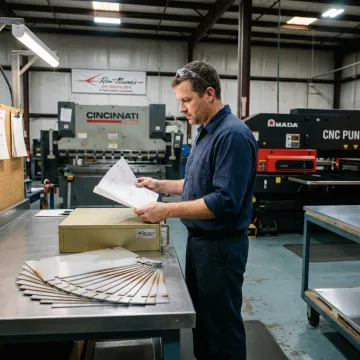 Metal fabrication process in production shop