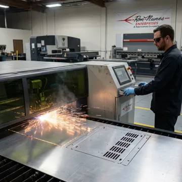 Sheet metal laser cutting in a fabrication shop