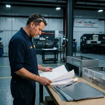 Metal fabrication process in a manufacturing shop