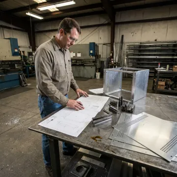 Metal fabrication process in a California shop