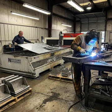 Metal fabrication process in progress