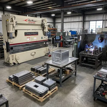 Precision metal fabrication shop with laser cut parts