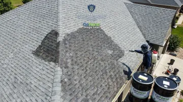 GoNano Shingle Saver roof restoration treatment being applied to asphalt shingles