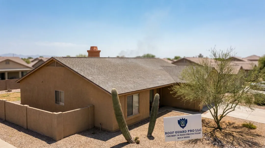 Phoenix Arizona rooftop under intense summer sun showing heat and UV exposure effects