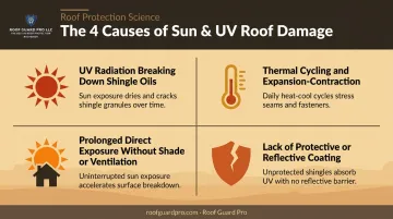 4 causes of sun and UV roof damage in Arizona infographic