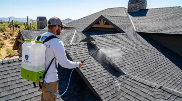 Roof Guard Pro technician applying GoNano Shingle Saver treatment