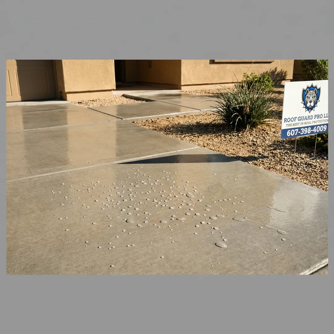 Protected concrete driveway and walkway
