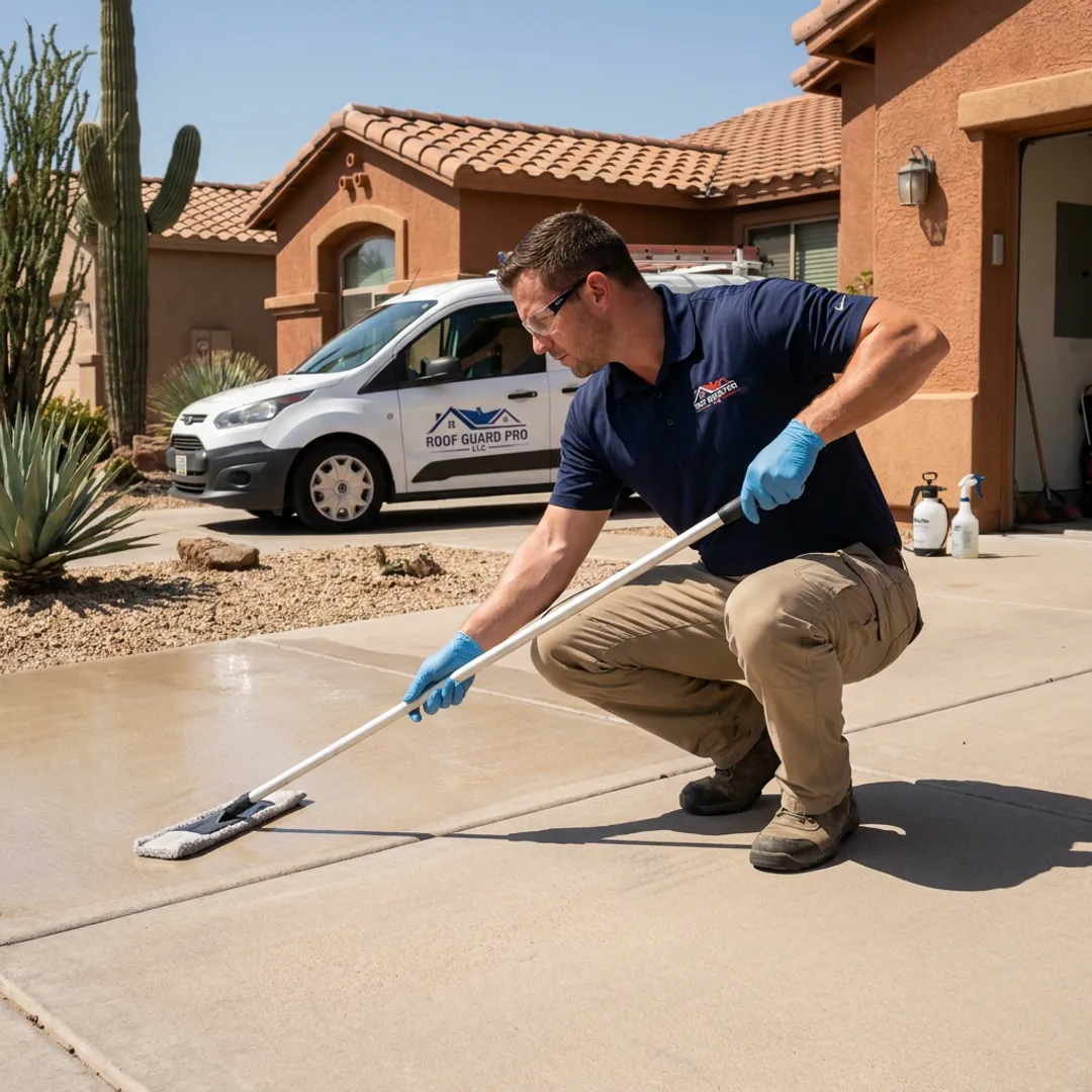 Concrete protection applied to driveway