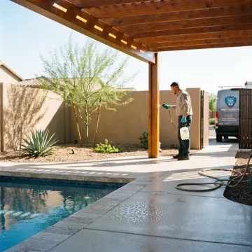 Protected concrete patio and exterior wood surfaces