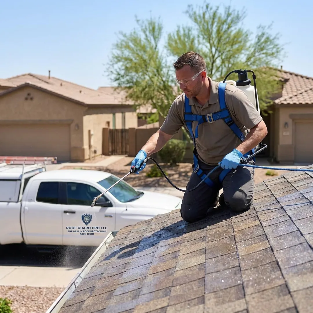 Asphalt shingle roof rejuvenation on a residential home