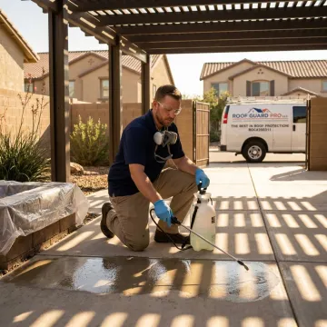 Technician applying protective coating