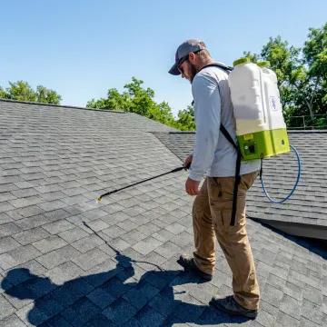 Professional roof protection application on shingles