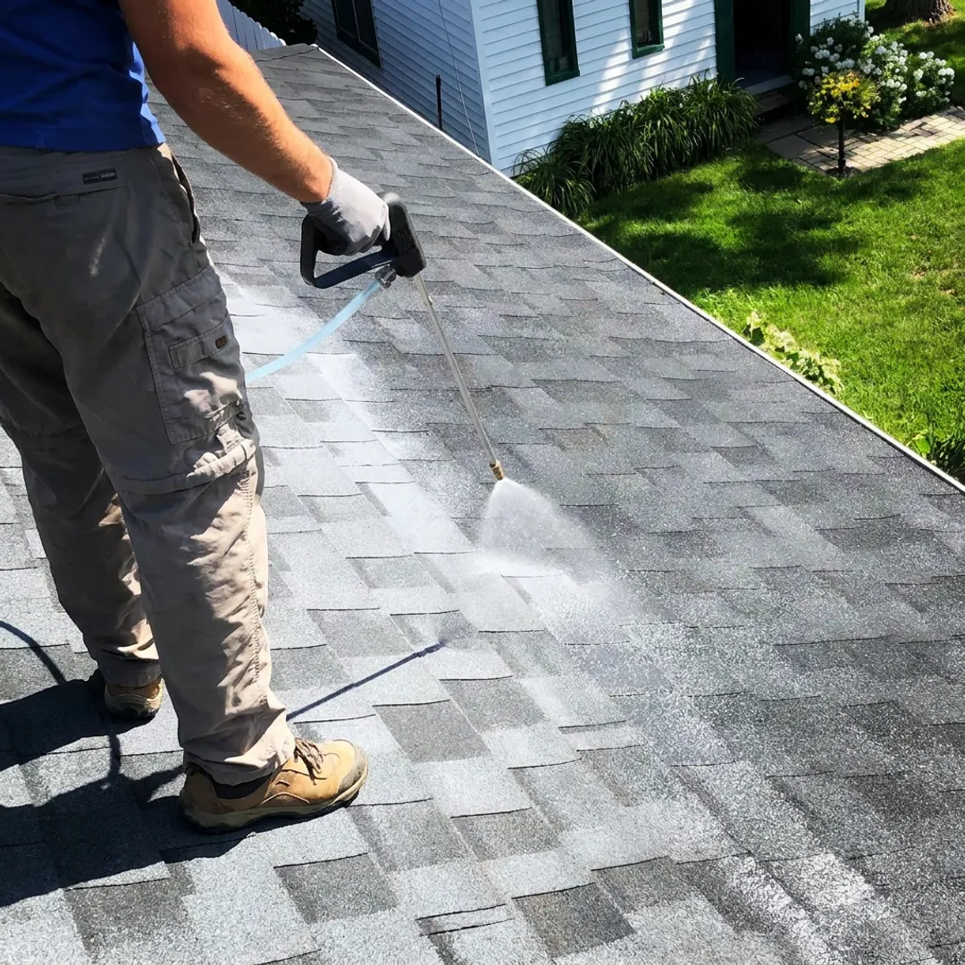 Roof protection being applied to shingles
