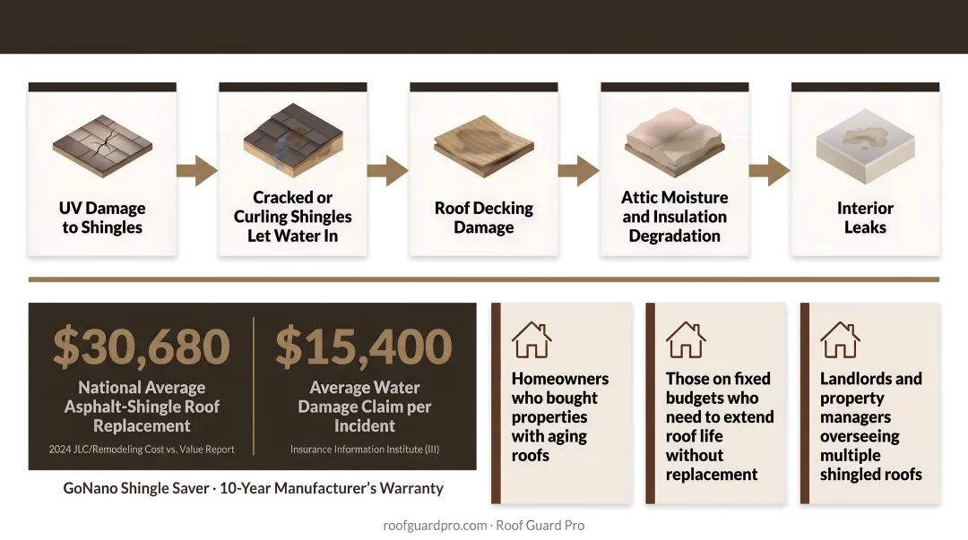 UV roof treatment cost versus replacement and water damage cost comparison chart