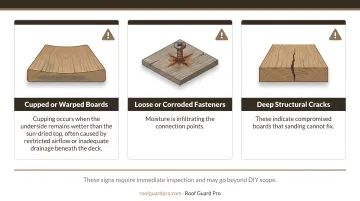 Ipe deck warning signs visual and structural indicators side-by-side identification guide