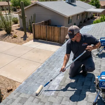 Waterproof coating applied to roof and exterior surfaces