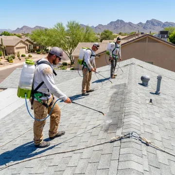 Roof restoration coating applied to asphalt shingles