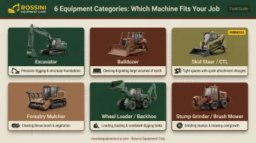 Six land-clearing equipment types compared by best use case and terrain