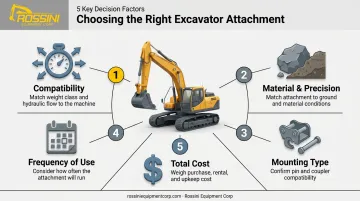 Key factors for selecting the right excavator attachment infographic