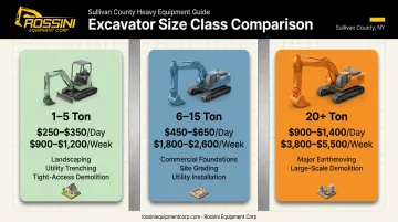 Mini standard large excavator rental cost comparison infographic