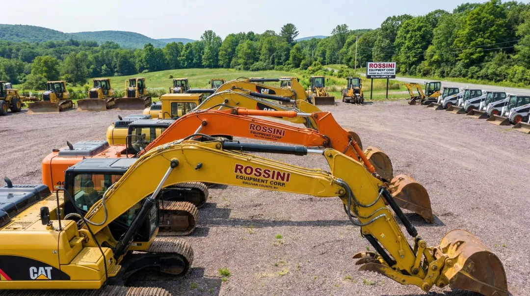 Rossini Equipment Corp heavy equipment fleet ready for delivery at Sullivan County yard