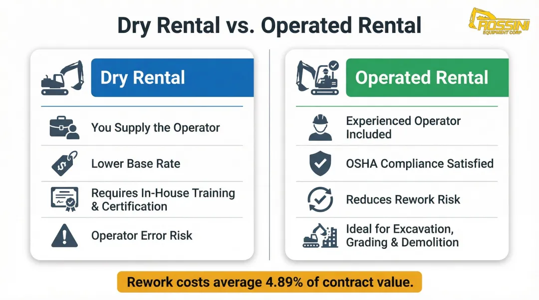 Dry rental versus operated rental side-by-side comparison with key differentiators