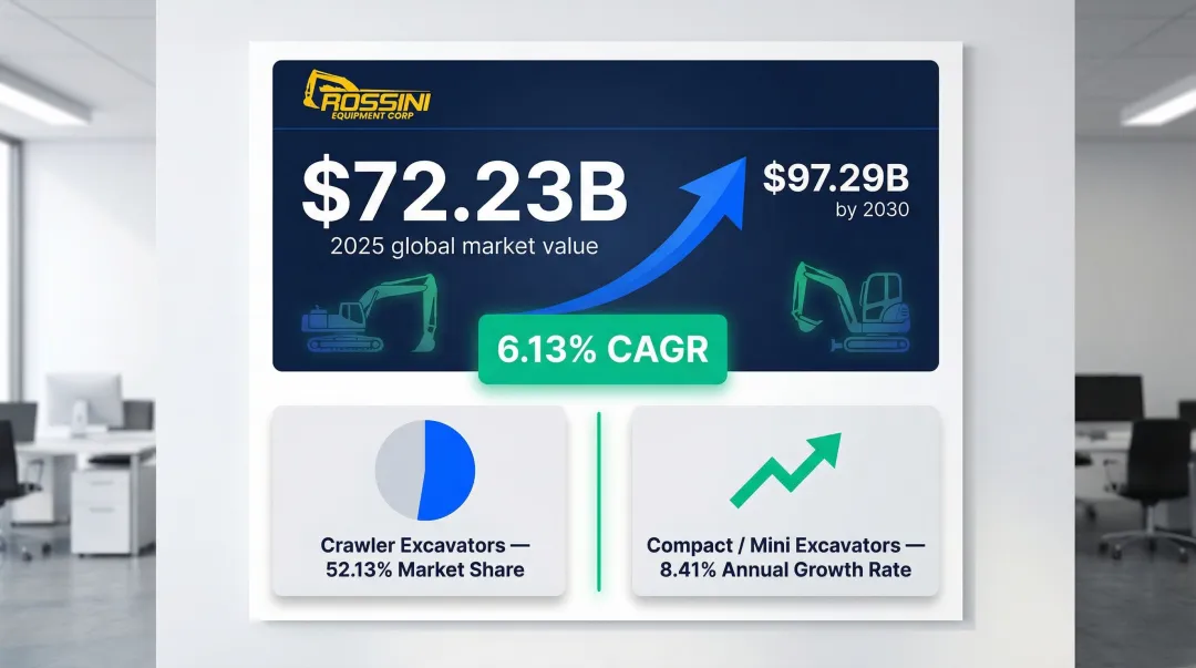 Global excavator market growth statistics and segment breakdown by crawler and compact types