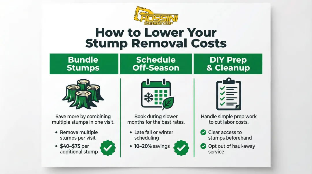 Three strategies to lower stump removal costs bundle schedule prep tips