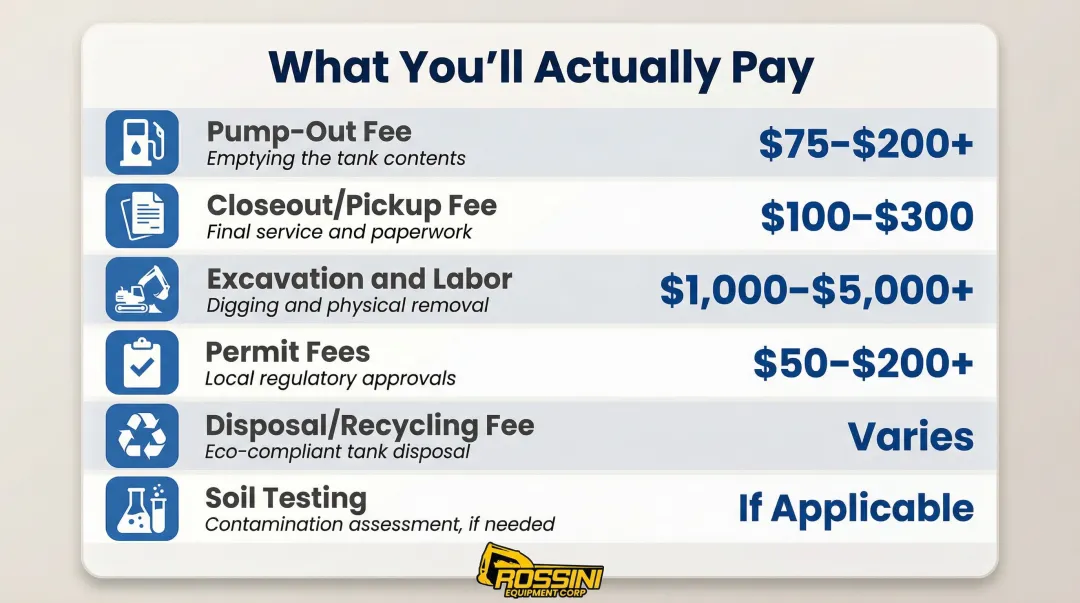 Propane tank removal full cost breakdown listing all fees and price ranges