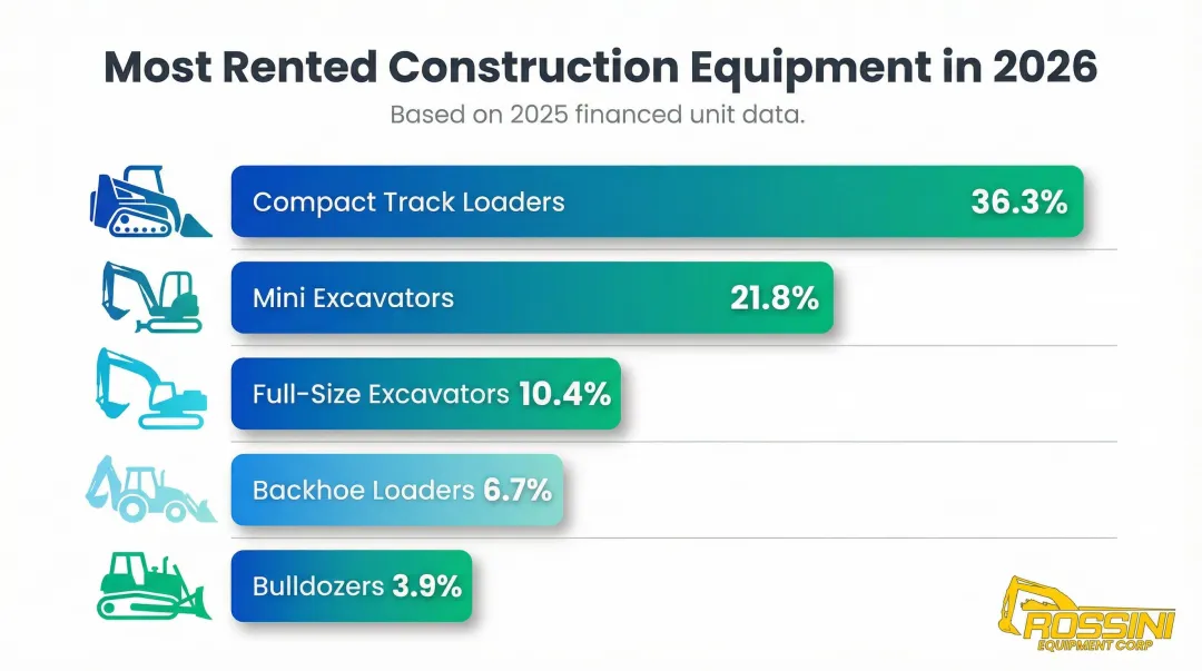 Top 5 most rented construction equipment types by market share 2026